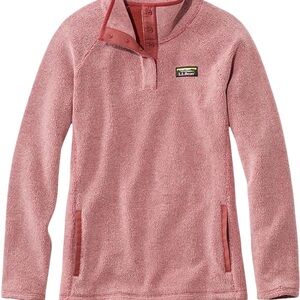 L.L. Bean Women's Dusty Pink Sherpa Snap-Neck Pullover